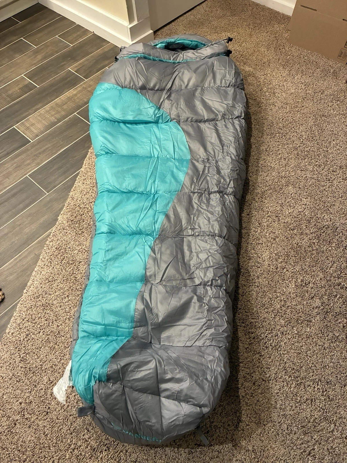 Gander Mountain Mummy Sleeping Bag Womens Grey Turquoise Camping Outdoor