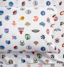 Pottery Barn NBA All Teams Logo Sheet Set 100% Cotton Bedding Twin Full Queen