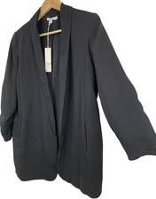 NWT Chicos Black Soft Blazer 3/4 Scrunch Sleeve Open Lined Pockets S RH10467