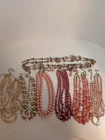 Vintage Pink Costume Jewelry Lot Multi Strand Faux Pearl Beaded Necklaces Retro