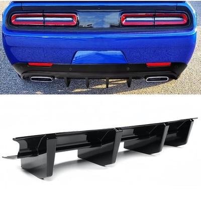 Rear Bumper Diffuser Dodge Challenger SRT SXT 2015-2023 Glossy Black Shark Fins