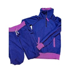 Ivivva Tracksuit Set Purple Pink Fleece Quarter Zip Joggers Girls 10 Athleisure