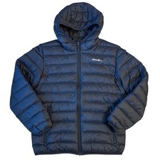 Eddie Bauer Cirruslite Hooded Jacket 650 Fill Goose Down Puffer Black Kids Large