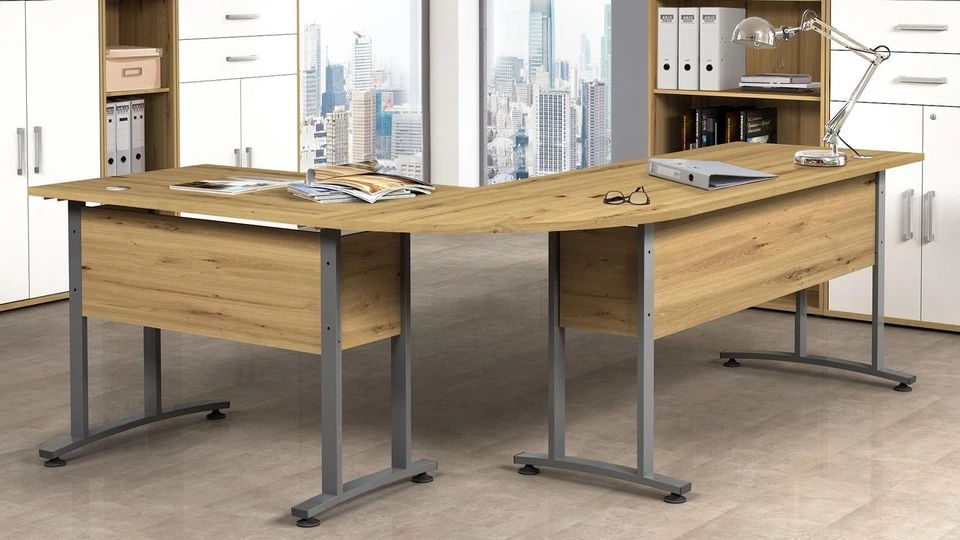 Winkelschreibtisch Büro Eckschreibtisch Dallas Tisch Artisan Eiche Arbeitszimmer