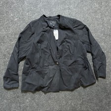 Eloquii Blazer Womens One Button Suit Jacket Office Career, Black, Size 24