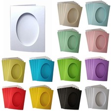 Oval Aperture Small Tri-Fold Card Blanks 5 Pack 4.5 x 3.5" Colour Cross Stitch