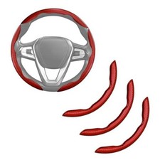 Carbon Fiber Steering Wheel Cover Anti-Slip Wrap Snap on Car Steering Matte Red