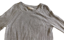 Ann Taylor Loft Women's Gray Waffle Knit Crew Neck Large Sweater Size L Pullover