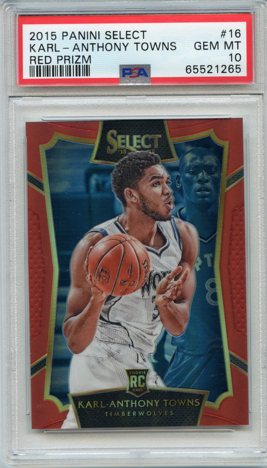 2015-16 Panini Select #16 Karl-Anthony Towns Red Prizms PSA 10 #/149
