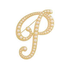 Initial Letter Brooch Pin Pearl Alphabet Lapel Broaches Gift for Men