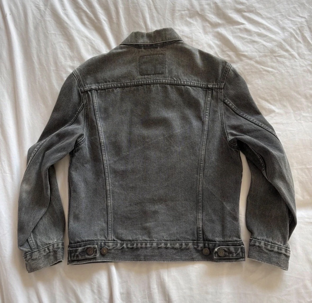 Vintage 90s Levi's 70503 Black Denim Jacket Grey Wash Made in