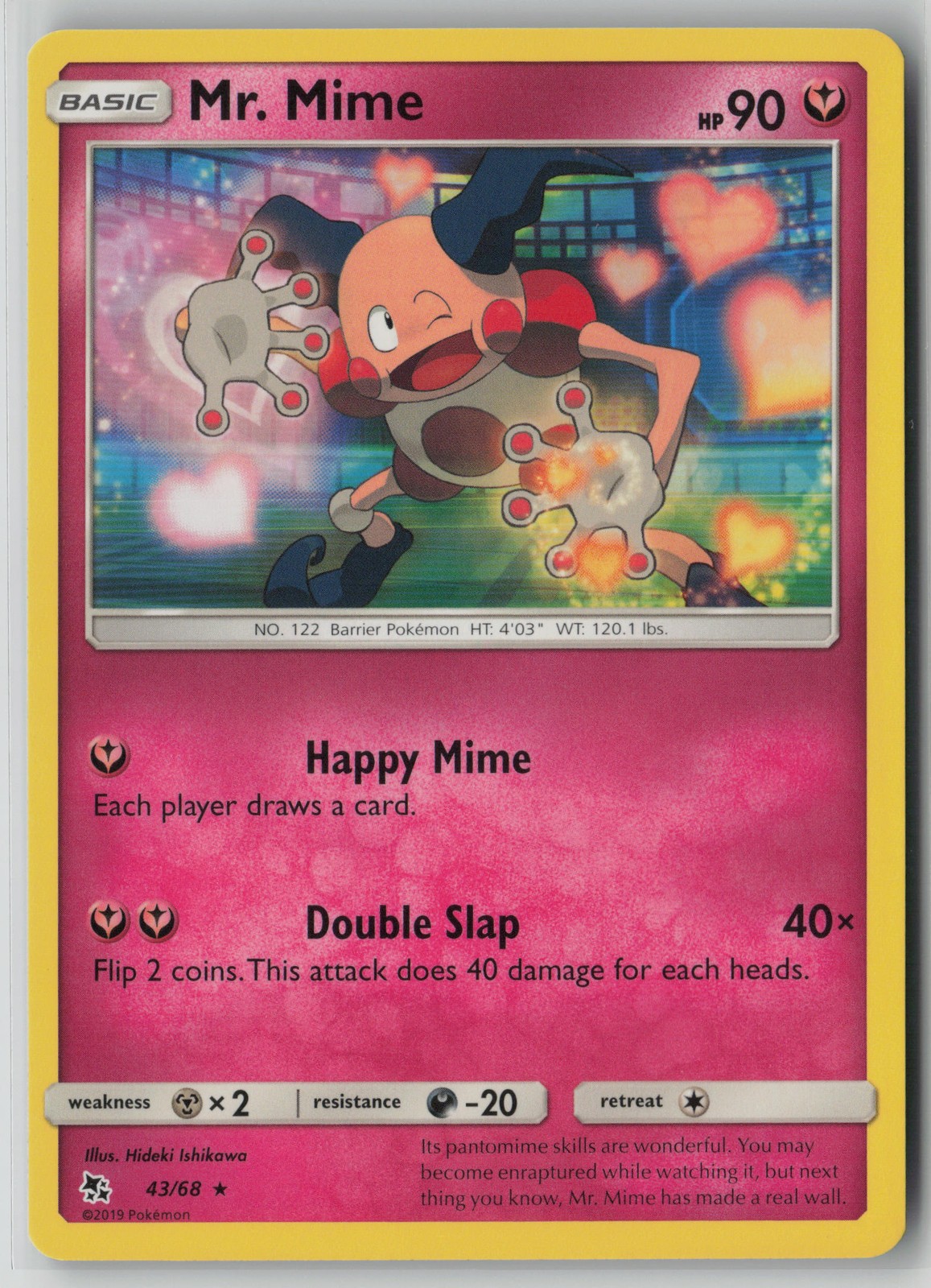 Mr. Mime 43/68 Pokemon Hidden Fates Rare Near Mint Card (NM) 1