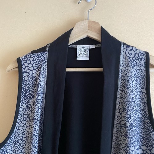 Parsley Sage Long Cardigan Vest Woman Large Pockets Boho Artsy Festival Office - Picture 5 of 11