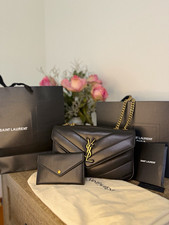 Saint Laurent Small Envelope Black Chevron Qu...