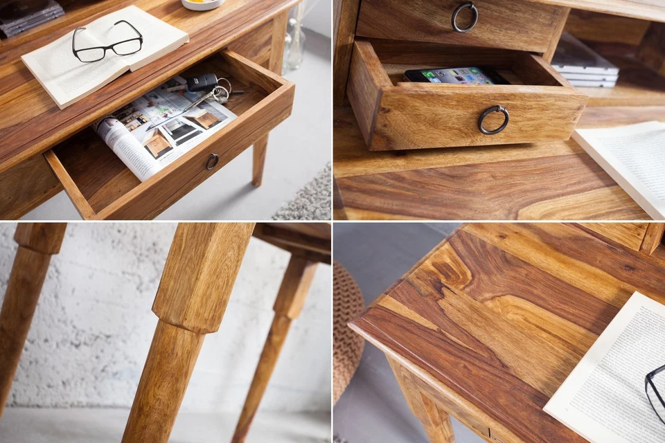 Sekretär Schreibtisch Holz 90 x 90 x 50 cm Sheesham Unikat Landhaus Stil - Bild 3 von 4