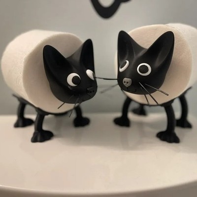 Silly Cat Toilet Paper Holder Tissue Roll Dispenser 3D Printed Animal Shape Roll