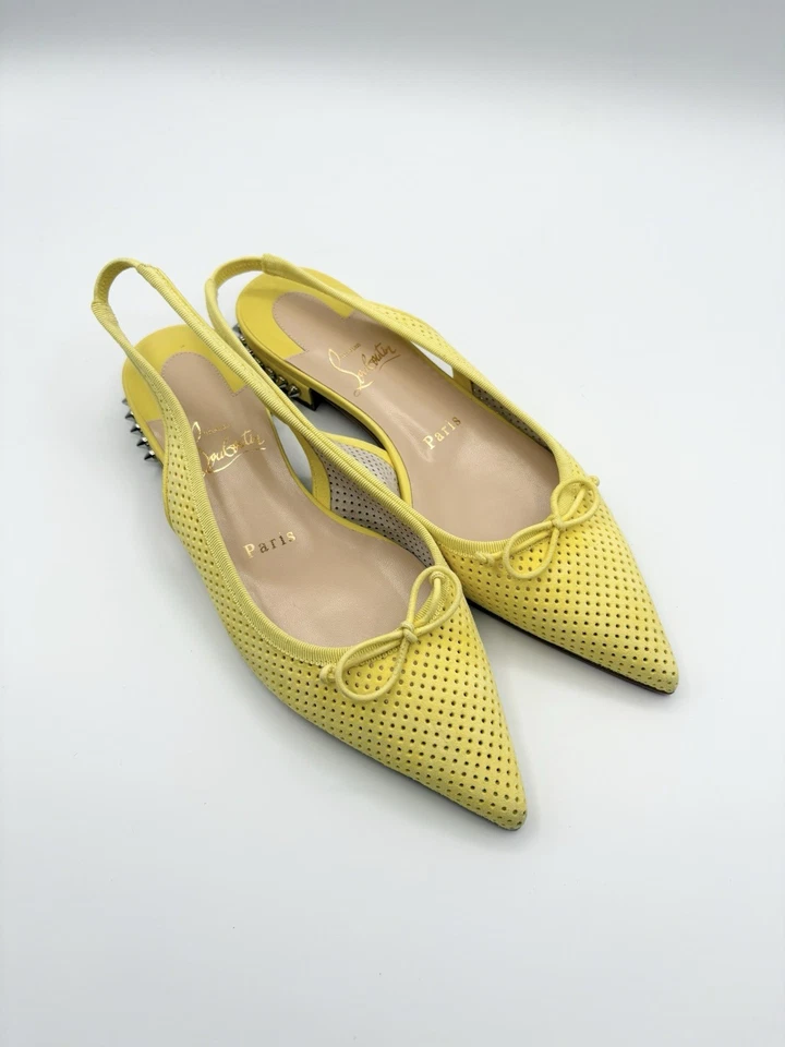 Christian Louboutin Amarillo Hall Eslinga con Picos Eslinga Plana Cuero Talla EU 36 6 Foto 2 de 4