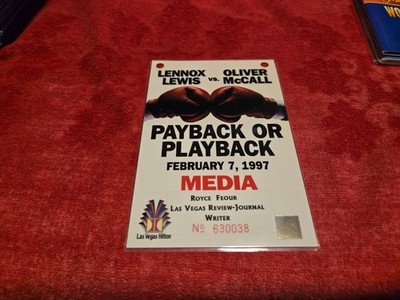 BOXING MEDIA PRESS PASS FOR LENNOX LEWIS VS OLIVER MCCALL FEB 7 1997 LV HILTON