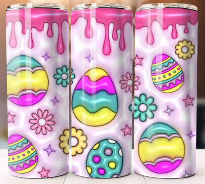 Happy Easter Eggs Colorful Flowers Tumbler 20 oz Cup Mug Straw Flask 20oz