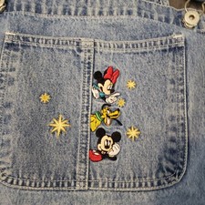 VTG Mickey Unlimited Overalls Womens Size Large Embroidered Cotton Minnie Pluto