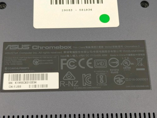 ASUS Chromebox 3 Intel(R) Celeron CPU 3865U @ 1.80GHz 2 thread 4GB RAM 16GB SSD - Picture 10 of 13