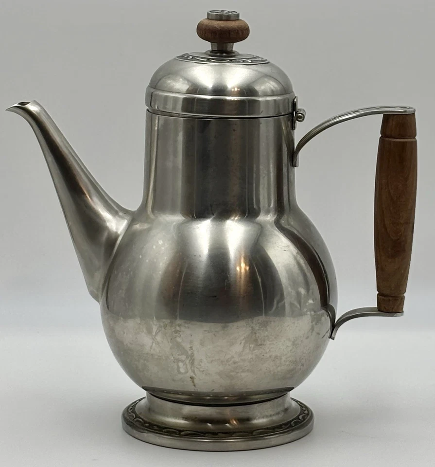 Vintage Oneida Teapot Stainless 18-8 Wood Trim Japan - Image 3 of 4