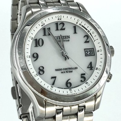 Citizen gn-4w Solar Men Wristwatch White Dial Date Japan
