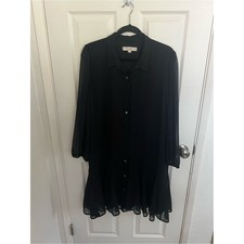 LOFT Black Chiffon Midi Dress