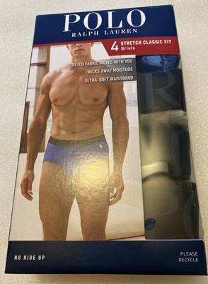Polo Ralph Lauren NWBFP4 Stretch Classic Fit Briefs - 4 Pack Size MEDIUM
