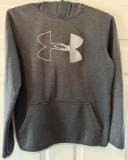 Under Armour ColdGear Boys Pullover Hoodie Gray YXL Fleece Long Sleeve Loose Fit