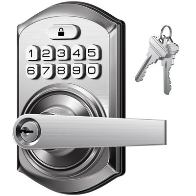 TEEHO TE004 Keyless Entry Keypad Door Lock with Handle - Smart  Satin Nickel