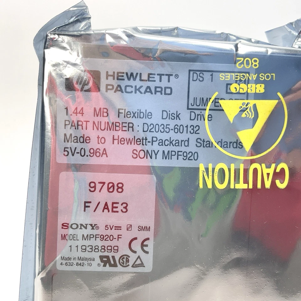 Unidad de disco flexible Hewlett Packard HP 1,44 MB D2035-60132 sellada de fábrica Foto 2 de 4