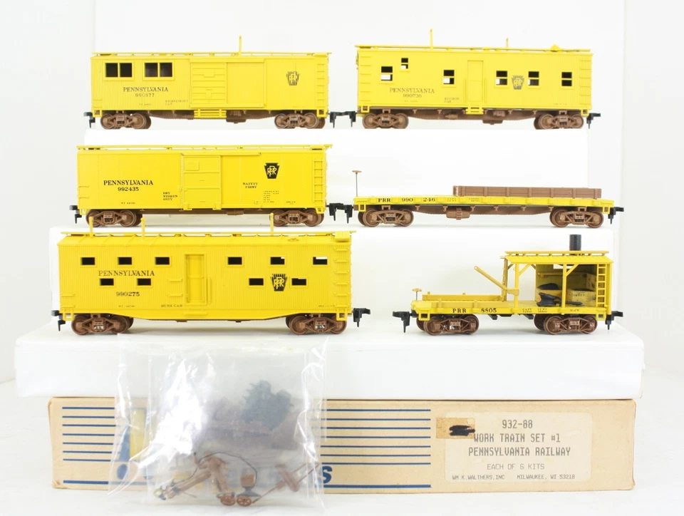 Walthers HO Scale Pennsylvania RR MOW Work Train Set #1 Complete 6 Cars Built - Image 2 of 4