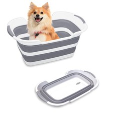 Collapsible Pet Bathtub, 7.1 Gal 27L - Foldable Bathing Tub with Drain Plug...