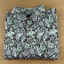 Donald Ross Performance Golf Polo Mens L Paisley Floral All Over Print S/S DAC