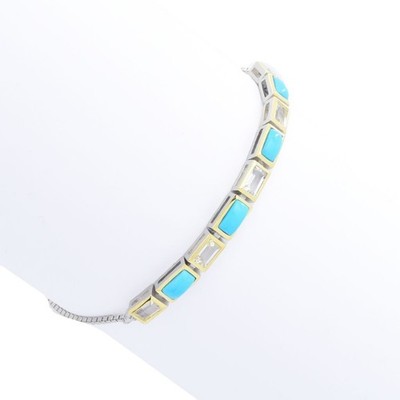 Elementar Edelsteine Dornröschen Türkis & Weiß Topas Bolo Armband