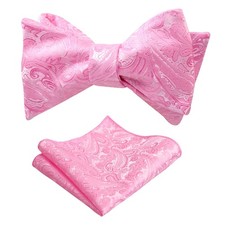 Mens 2 PCS Paisley Jacquard Self Tie Bow Tie Pocket Square Set Accessory