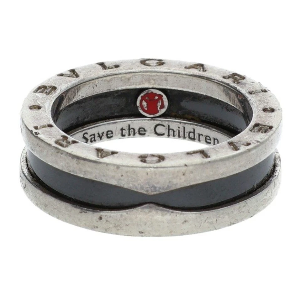 Anillo Bulgari B-ZERO1 Save The Children plata negro cerámica para hombre talla 11,5 usado Foto 2 de 4