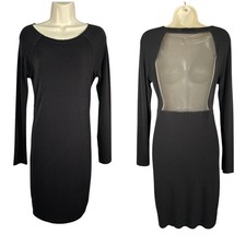 Alice + Olivia Dress Size Medium Black Long Sleeve Bodycon Sheer Mesh Back