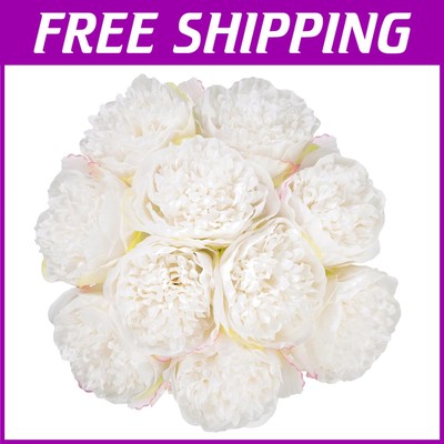 20 Heads Cream White Artificial Peony Flowers for Elegant Home & Event Decor