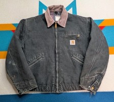 Vintage Carhartt J97 Blanket Lined Detroit Jacket Distressed Faded Black Small