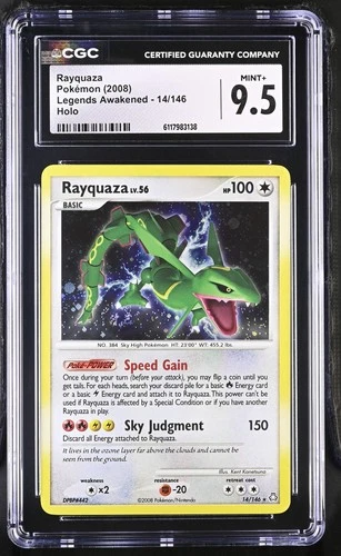 CGC 9.5 MINT+ Rayquaza 2008 Legends Awakened 14/146 Holo SWIRL Pokemon Card