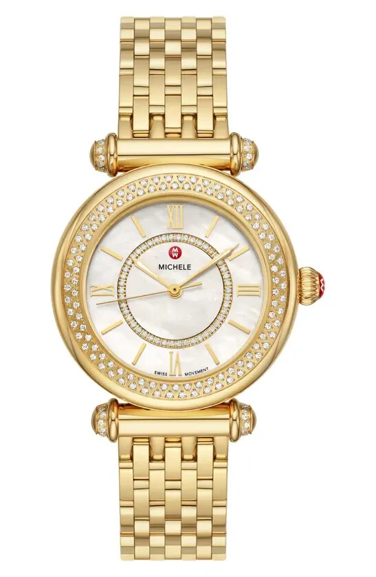 Michele Caber Mid watch Michele MW16A01B1025 Caber MOP Gold Tone Diamonds 37 mm  main image 3