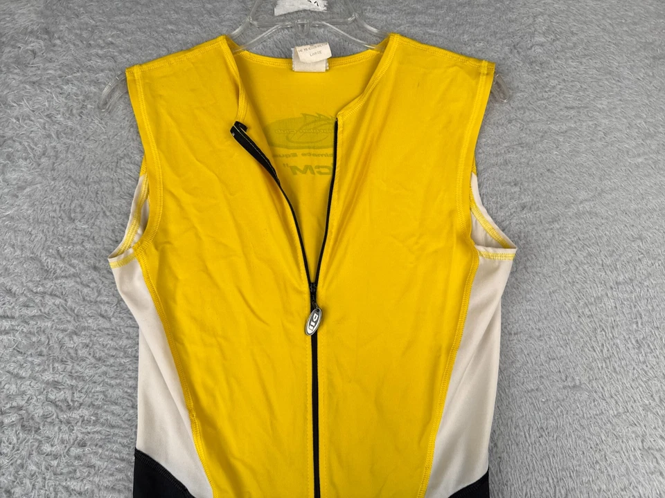 De Soto Skinsuit Cycling Adult Large Yellow Black Tank Sleeveless Padded Nylon - Image 4 of 4