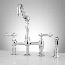 Bellevue Bridge Kitchen Faucet with Sprayer - Lever Handles-CHROME