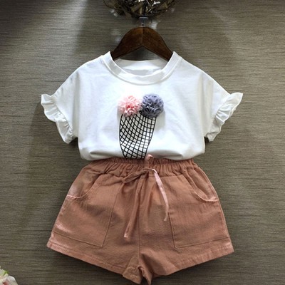 Toddler Kid Baby Girl Summer Outfits T-shirt Tops+Short Pants Clothes 2PCS Set Q