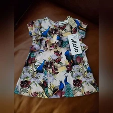 Molo Oriental Peacock Dress 6m 68 Dress Baby Girls Nwt