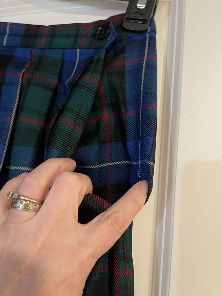 Falda a Cuadros de Lana Charter Club De Colección Talla 8 Verde Azul Navidad Inglaterra Foto 2 de 4