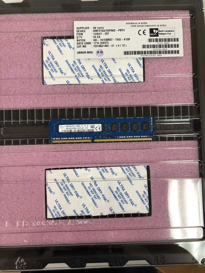 HMT41GU7DFR8C-PB 8GB 2Rx8 PC3-12800E DDR3-1600 ECC 1.5v UnBuffer Brand New Qty - Image 2 of 2