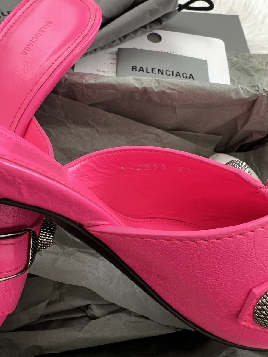 Balenciaga Cagole Pointed Toe Mule in Fluo Pink Size 37 / 7 Balenciaga Cagole Pointed Toe Mule in Fluo Pink Size 37 / 7